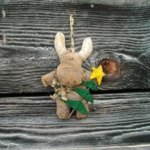 Primitive Moose Doll Ornament - Christmas Tree -..