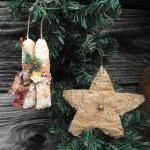 Primitive Grungy Candle Ornament Set - With..