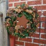 Primitive Pine Wreath - Ponies, Rusty Snowflakes -..