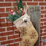 Rustic Christmas Stocking - Vintage Fabric,..