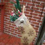 Rustic Christmas Stocking - Vintage Fabric,..