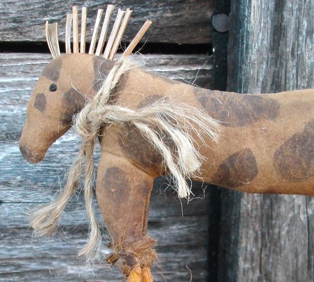 Primitive Horse -shelf Sitter Or Tuck - For Your Hutch, Cupboard Or Mantel
