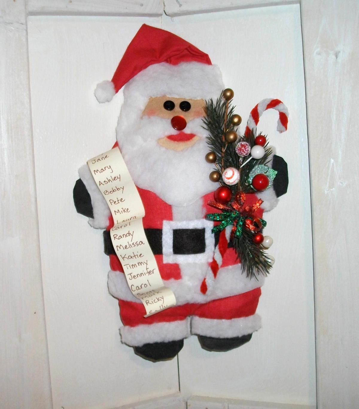 Traditional Santa Art Doll - Wall Hanging - Tuck - Shelf Sitter For Your Mantel, Hutch Or Bookshelf
